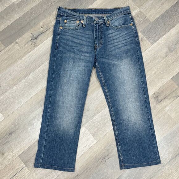 Levi’s 514 Custom Crop Straight Leg Mid Rise Jeans Blue Size 30 - Picture 3 of 13